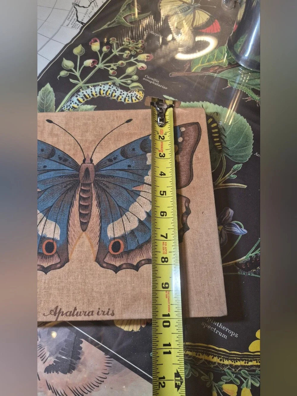 Butterfly Wall Art Canvas in Blue and Brown VINTAGE